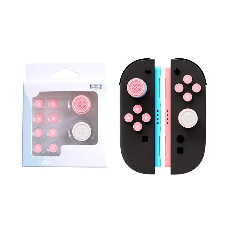 For Nintendo Switch 2 (2025) NS2 Joy Con Controller Grip Button Caps Dpad Keys Accessories Silicone Thumb ABXY Sticker W7K0