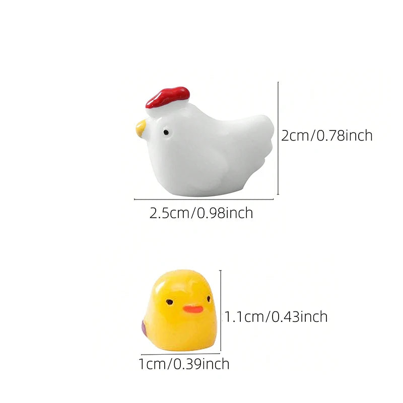 5PC Car Interior Decoration Accessories, Cute Female Cartoon Figurines, Rear Mirror, Air Outlet, Mini Yellow Chicken