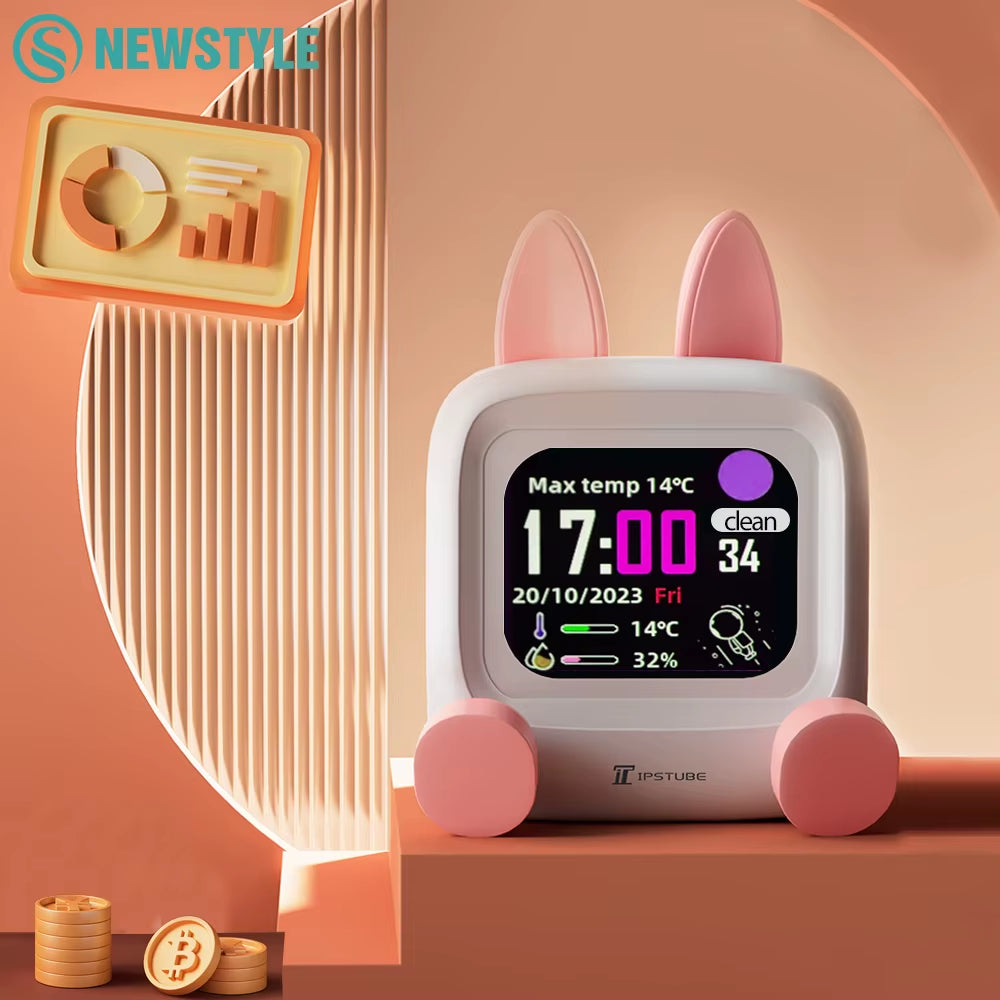 Mini Smart Weather Station Clock WIFI Desktop Display Night Light TV Bluetooth Music Speaker DIY Christmas Gaming Room Decor